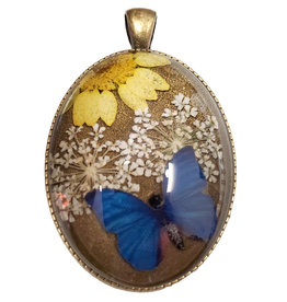 Dried Flower Pendant and Butterfly with Setting