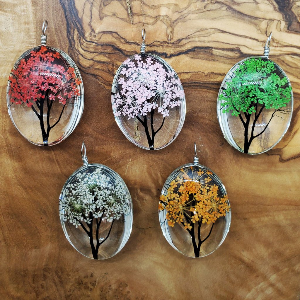 Large Dried Flower Tree Pendant