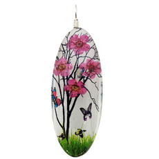 Long Oval Dried Flower Pendant