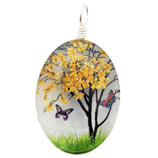 Small Dried Flower with Butterfly Pendant