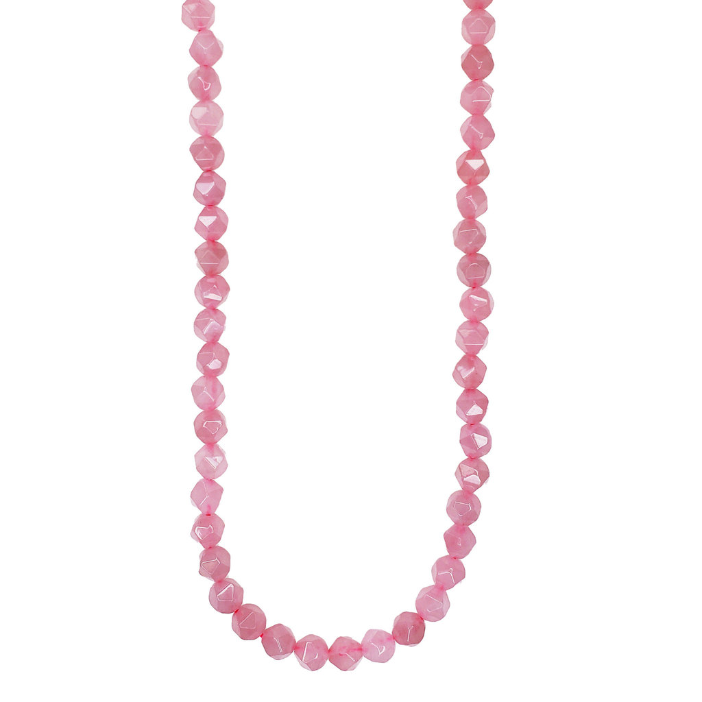 Faceted Star Cut Madagascar Rose Quartz 16" Strand