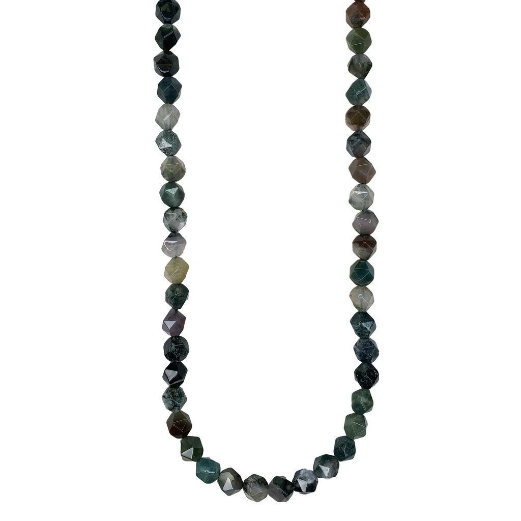 Faceted Star Cut Indian Agate 16" Strand