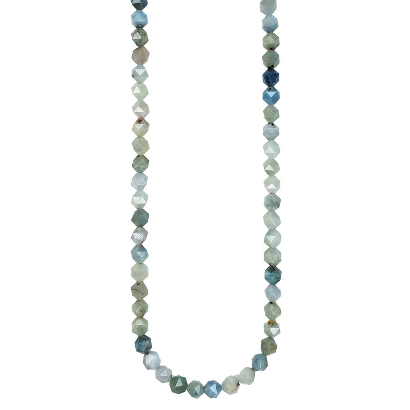 Bead World Faceted Star Cut Mixed Aquamarine 16" Strand