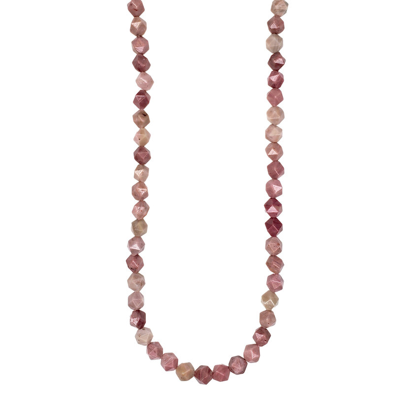 Bead World Faceted Star Cut Pink Rhodonite 16" Strand