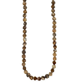 Faceted Star Cut Picture Jasper 16" Strand