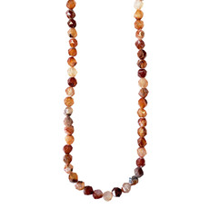 Faceted Star Cut Red Orange Sardonix Agate 16" Strand