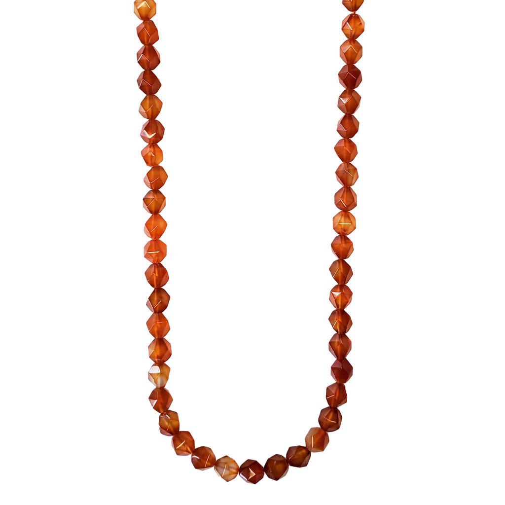 Faceted Star Cut Carnelian 16" Strand