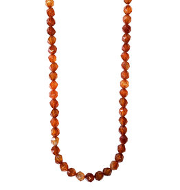 Faceted Star Cut Carnelian 16" Strand