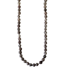 Faceted Star Cut Grey Sesame Jasper 16" Strand