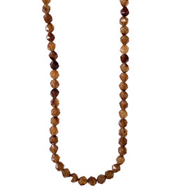 Faceted Star Cut Brown Agate 16" Strand