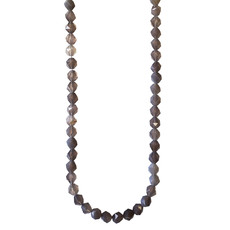 Faceted Star Cut Grey Agate 16" Strand