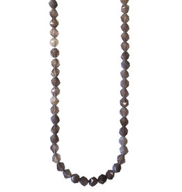 Faceted Star Cut Grey Agate 16" Strand