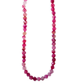 Faceted Star Cut Pink Agate 16" Strand