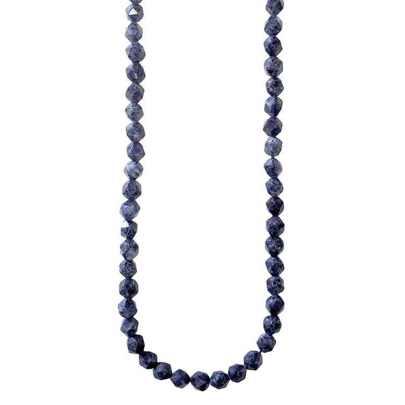 Bead World Faceted Star Cut Blue Sesame Jasper 16" Strand