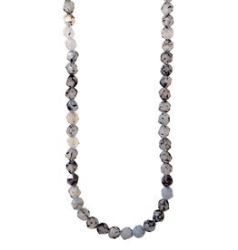 Faceted Star Cut Cracked Agate 16" Strand