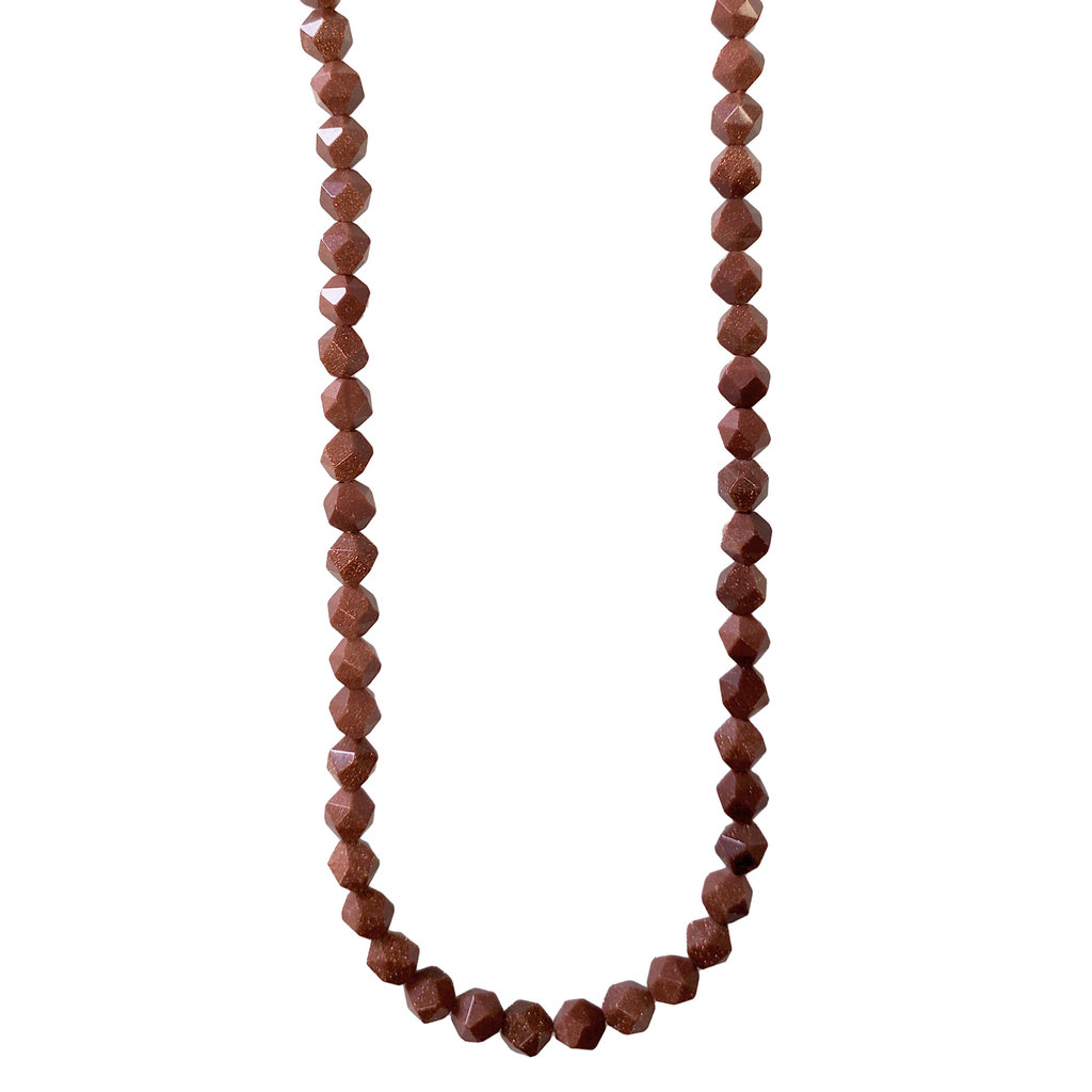Faceted Star Cut Goldstone 16" Strand