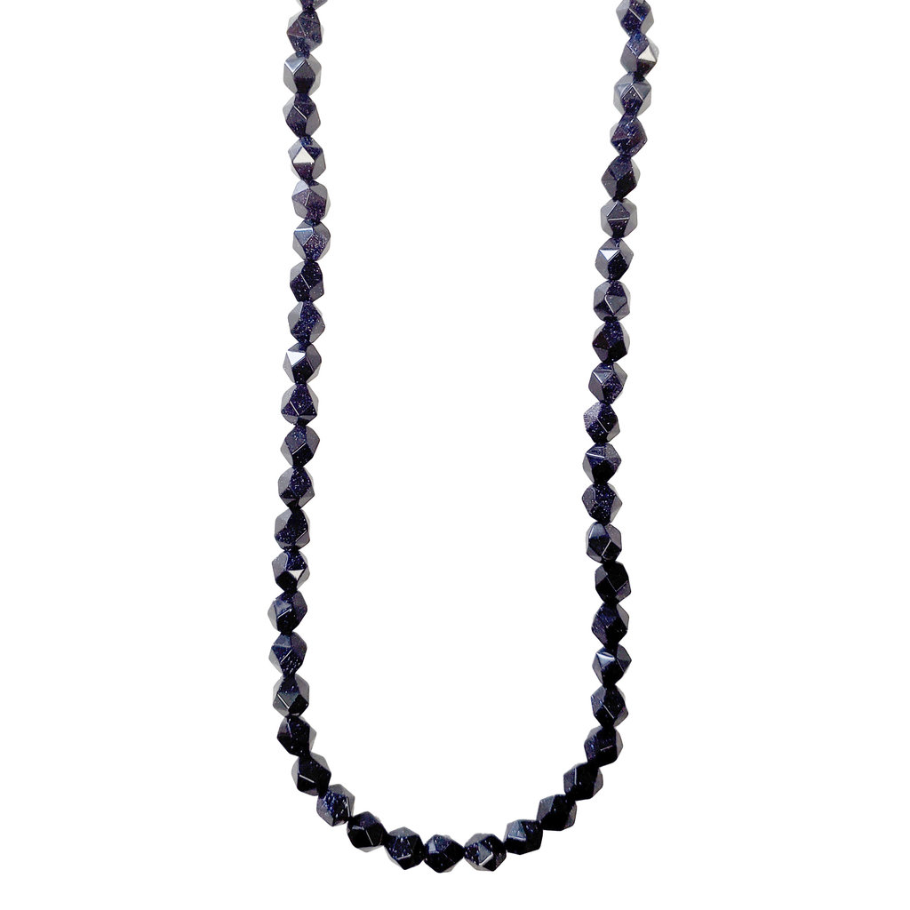 Faceted Star Cut Blue Sandstone 16" Strand