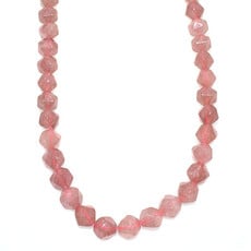 Faceted Star Cut Strawberry Quartz 16" Strand