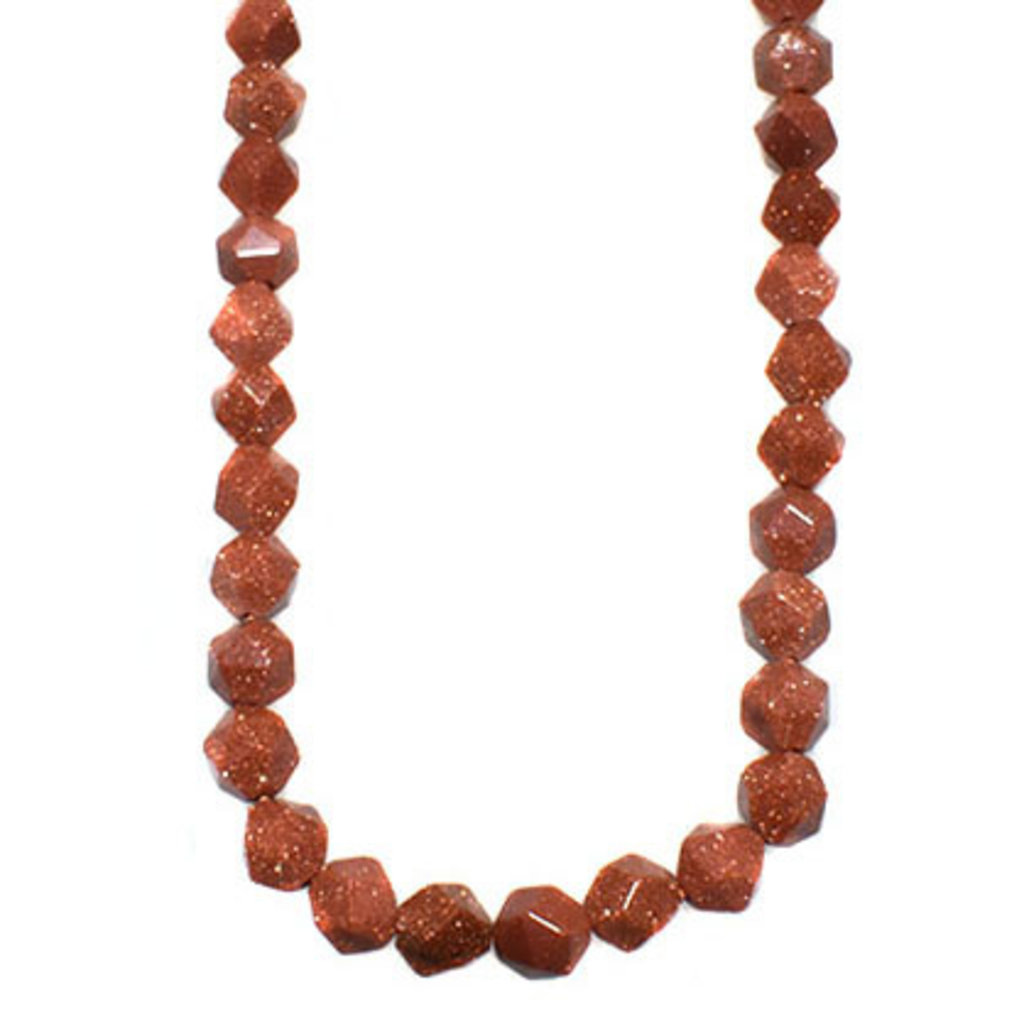 Faceted Star Cut Goldstone 16" Strand