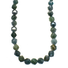 Faceted Star Cut Ocean Grass Agate 16" Strand