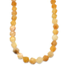 Faceted Star Cut Yellow Carnelian 16" Strand