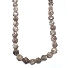 Faceted Star Cut Grey Sesame Jasper 16" Strand