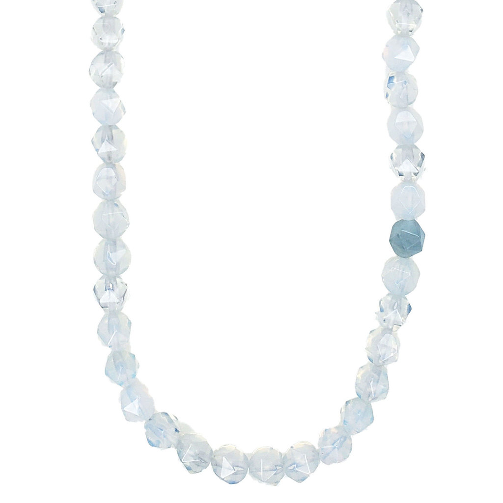 Bead World Faceted Star Cut White Opal 16" Strand