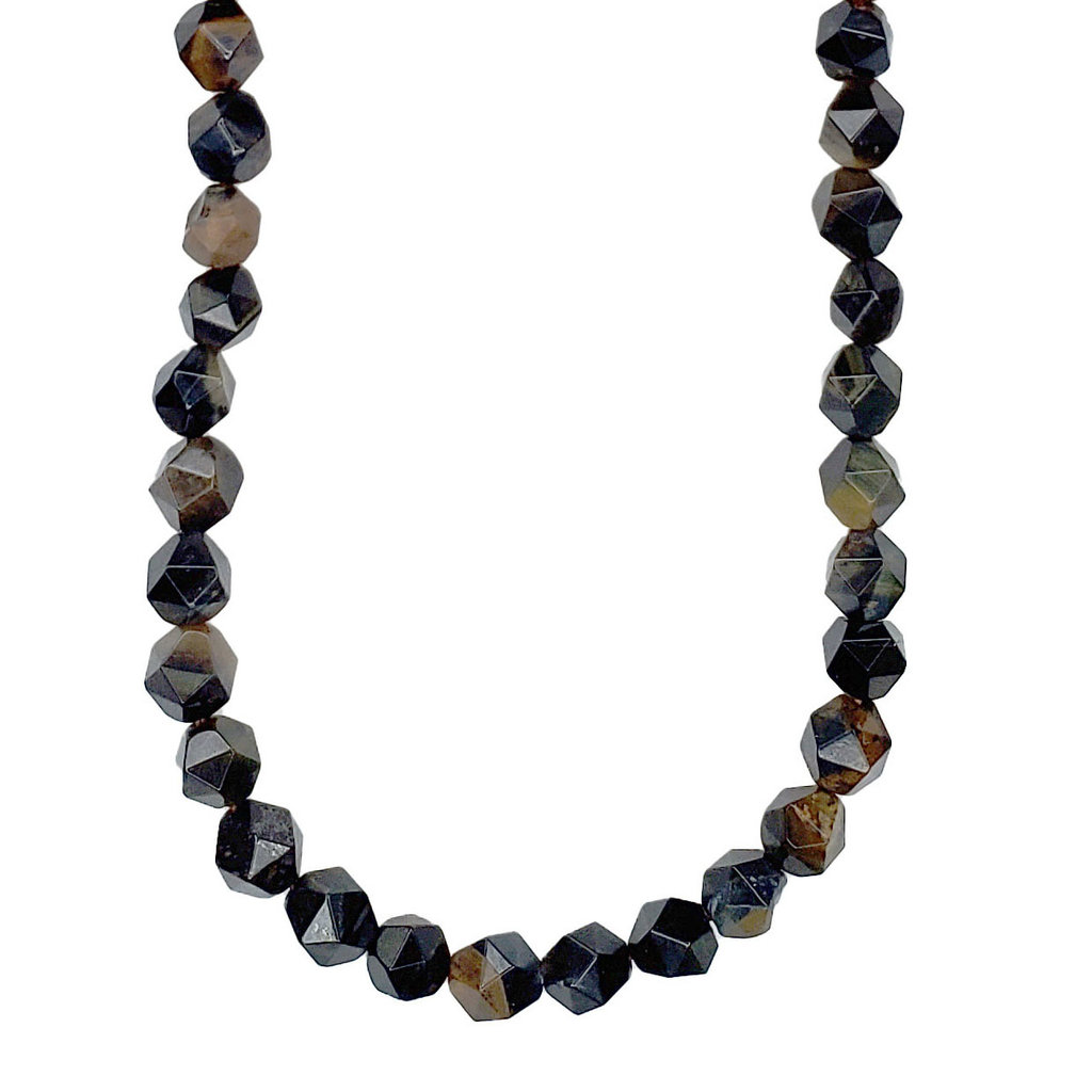 Faceted Star Cut Blue Tiger Eye 16" Strand