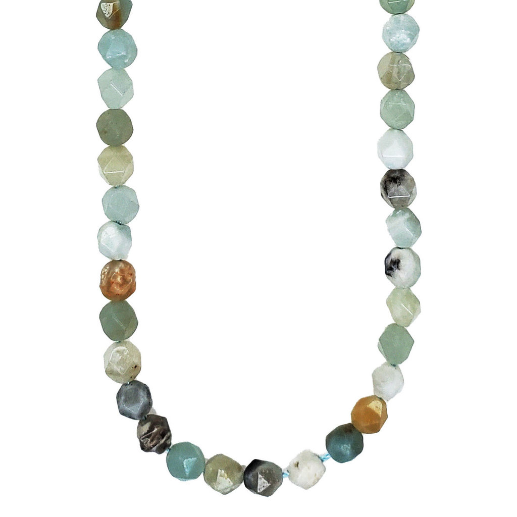 Faceted Star Cut Amazonite 16" Strand