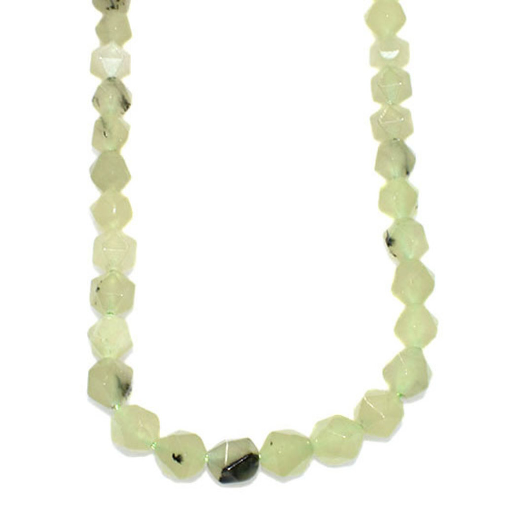 Faceted Star Cut Prehnite 16" Strand