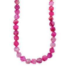 Faceted Star Cut Pink Agate 16" Strand