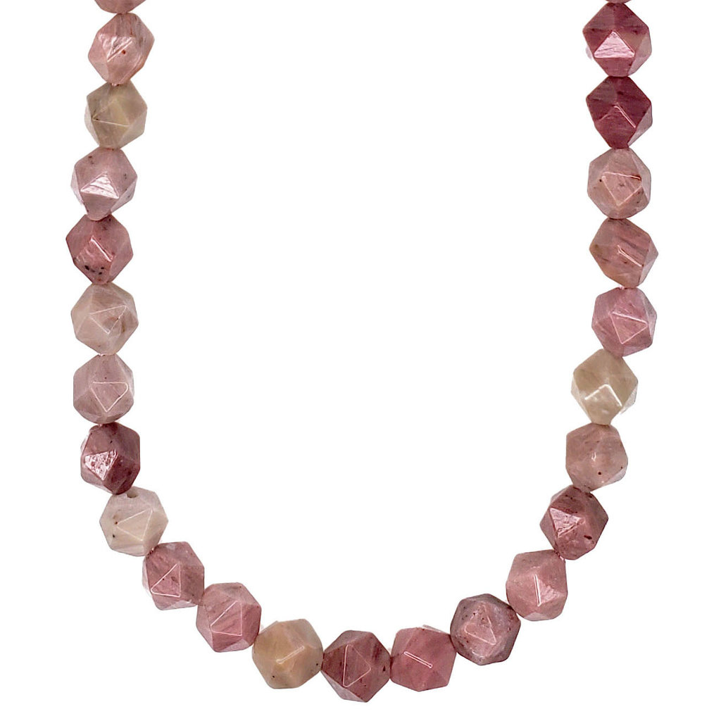 Bead World Faceted Star Cut Pink Rhodonite 16" Strand