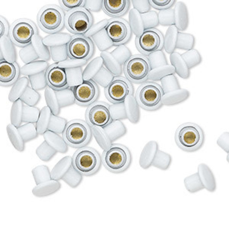 White Brass and Acrylic Rivet 5.5x5mm 50pcs