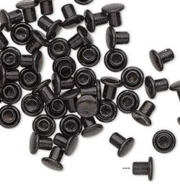 Black Acrylic and Brass Rivet 5.5x5mm 50pcs