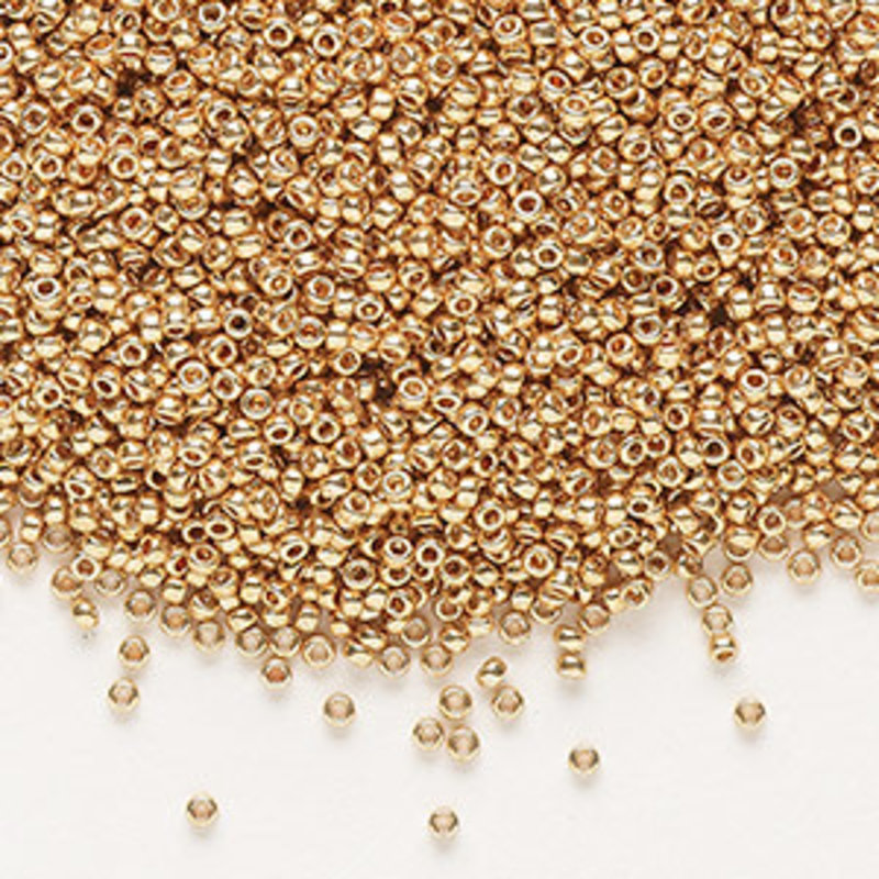 Miyuki #15 Rocaille Seed Bead Opaque Galvanized Yellow Gold 35gm