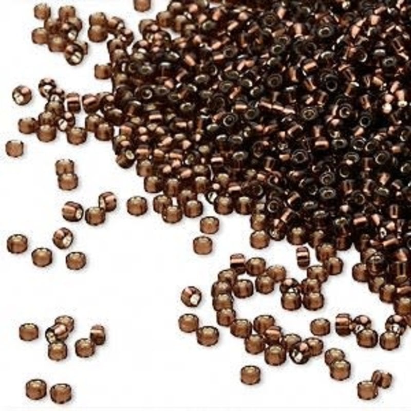 Miyuki #15 Rocaille Seed Bead Transparent Silver-Lined Bronze 35 Grams