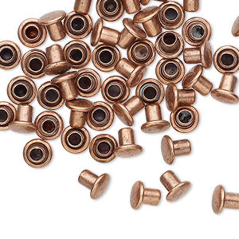 Copper-Plated Brass Rivet 5.5x5mm 50pcs