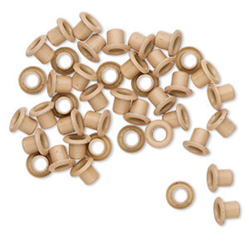 Beige Acrylic and Brass Eyelet 5x4mm 50pcs