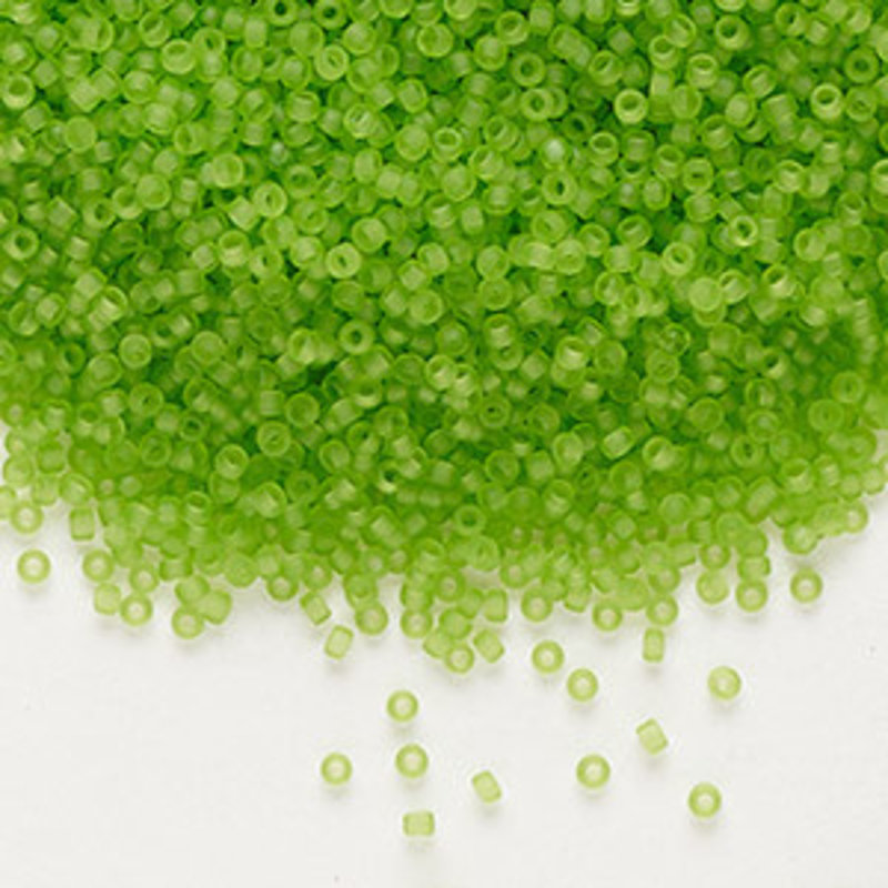 Miyuki #15 Rocaille Seed Bead Translucent Matte Lime 35 Grams