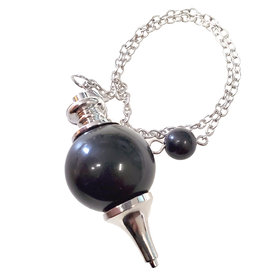 Black Onyx Round Pendulum with Chain 20mm