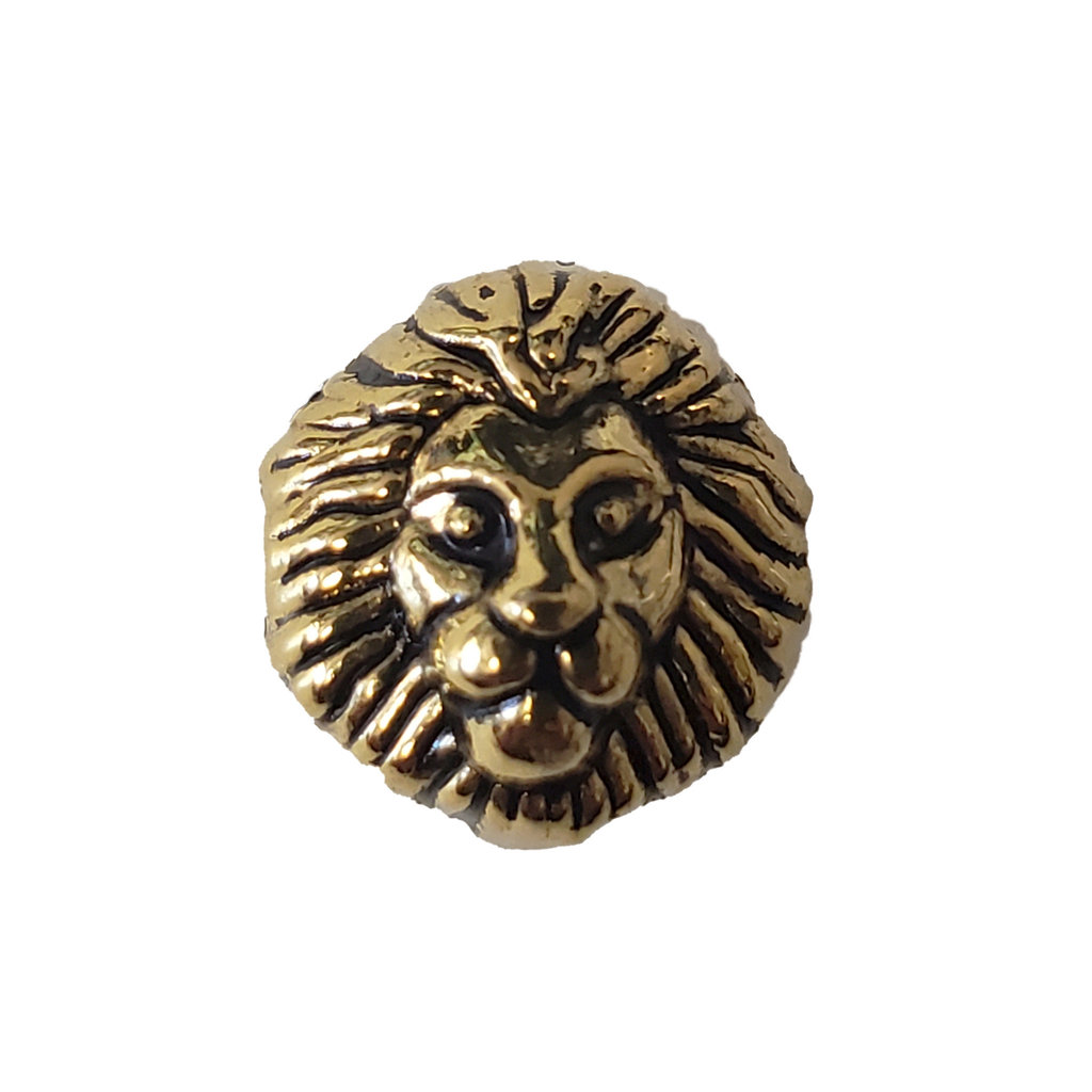 Gold Lion Head Charm 12mm 3pcs.