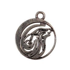 Hollow Round Wolf Charm 3pcs.