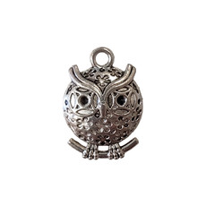 Owl on Branch Charm 13mm 3pcs.