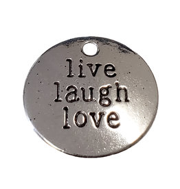 Round Live Laugh Love Word Charm 19mm 3pcs.