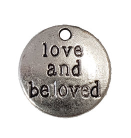 Round Love and Beloved Word Charm 19mm 3pcs.