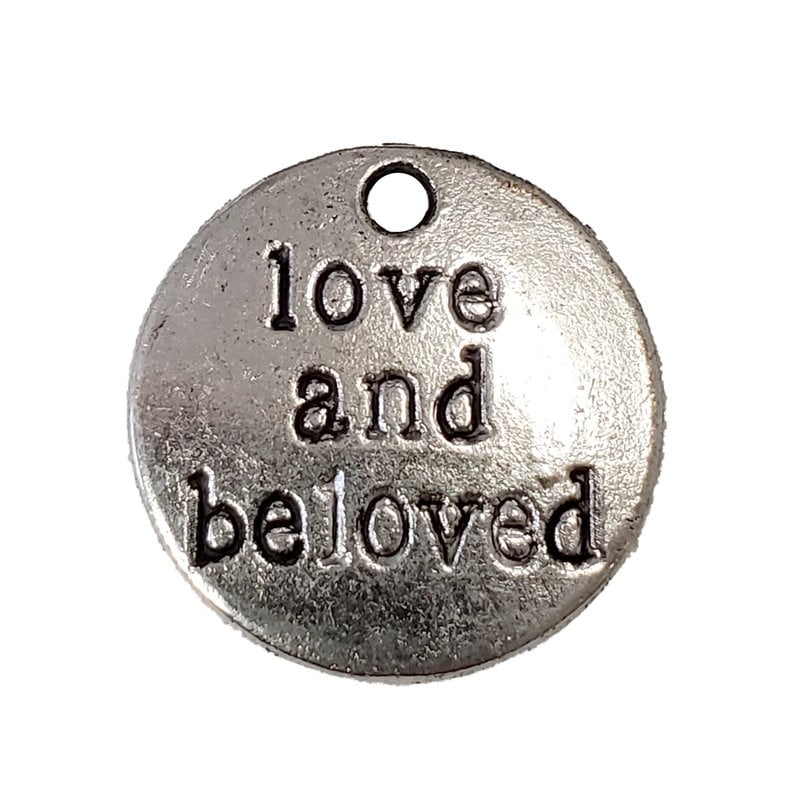 Round Love and Beloved Word Charm 19mm 3pcs.