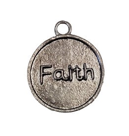 Round Faith Word Charm with Loop 19mm 3pcs.