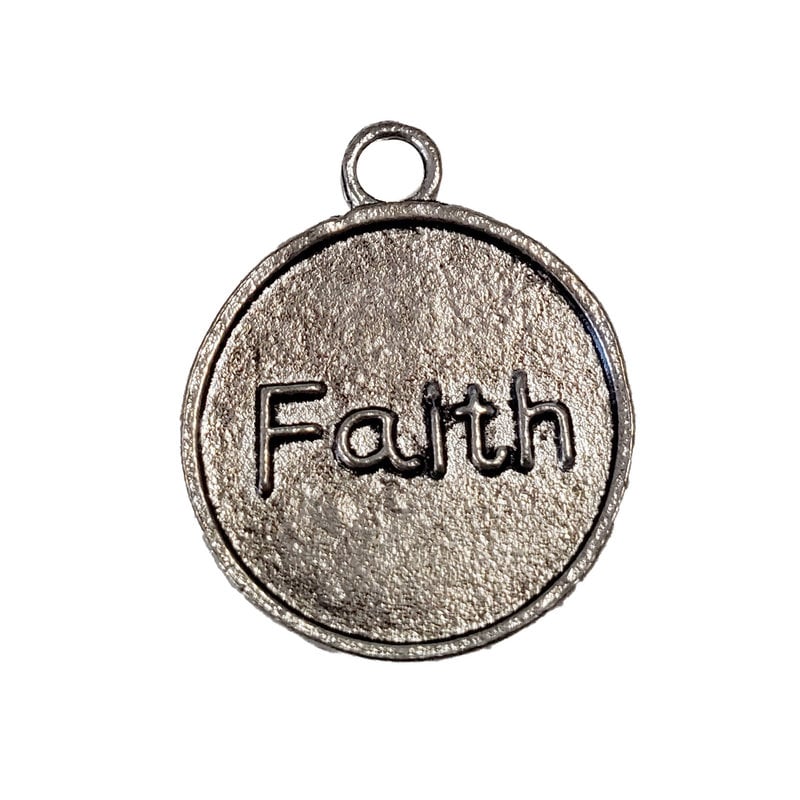 Round Faith Word Charm with Loop 19mm 3pcs.