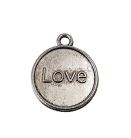 Round Love Word Charm with Loop 19mm 3pcs.