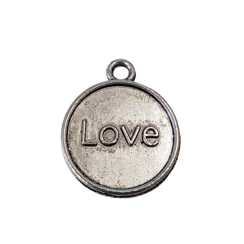 Round Love Word Charm with Loop 19mm 3pcs.